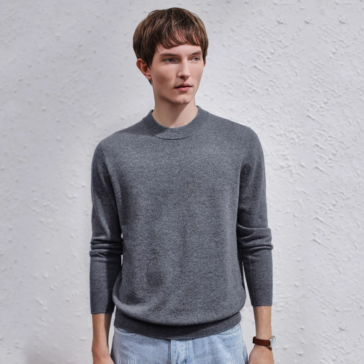 100% Cashmere Sweater with Ribbed Details