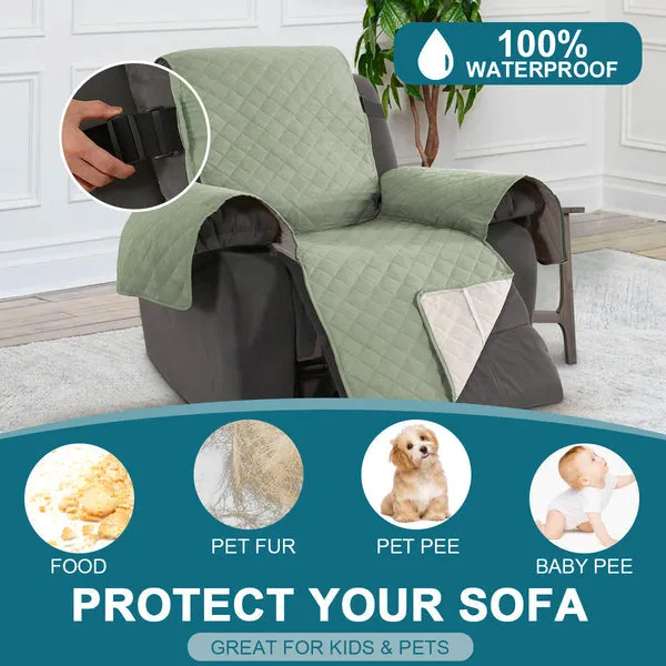 100% WATERPROOF NON SLIP RECLINER SLIPCOVERS SAGE GREEN