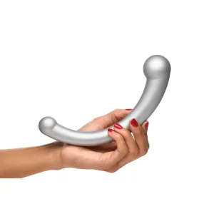 10x Vibra-Crescent Silicone Dual Ended Dildo - Silver