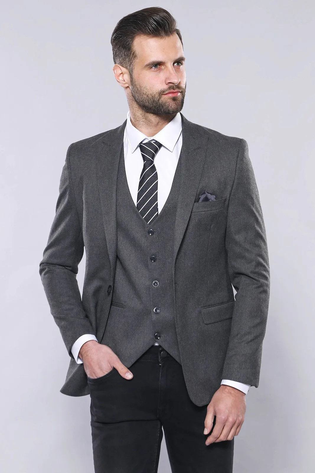 15434 Grey Vest and Blazer Set