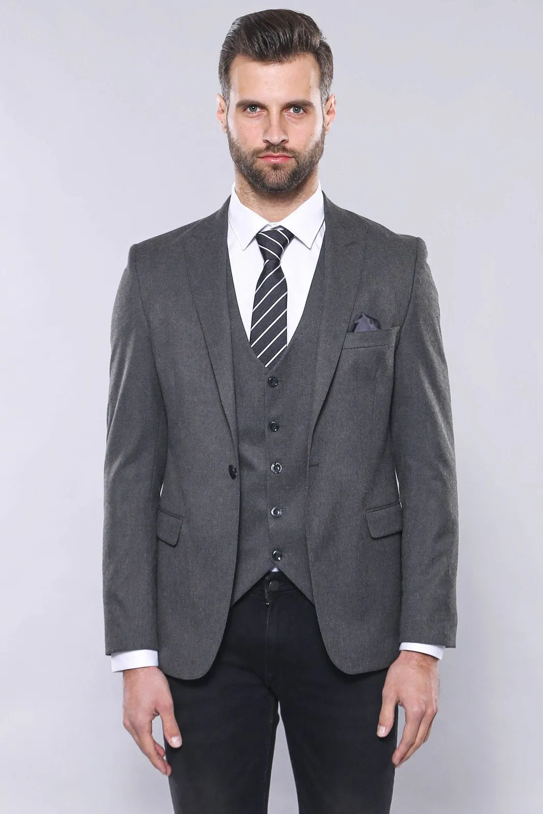 15434 Grey Vest and Blazer Set