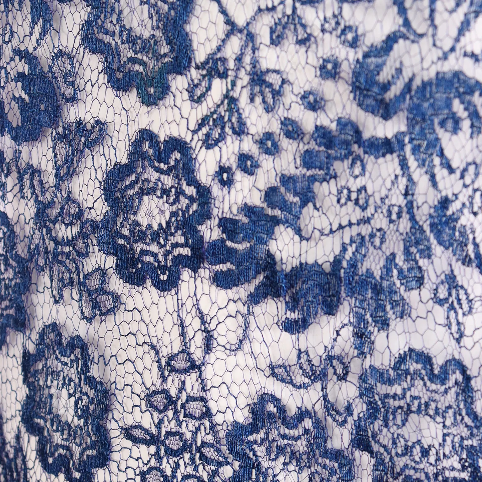 1930s Vintage Blue Floral Lace Dress