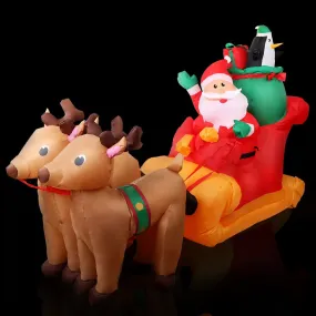 2.2M Christmas Inflatable Santa Sleigh Ride Reindeer Deer Decor