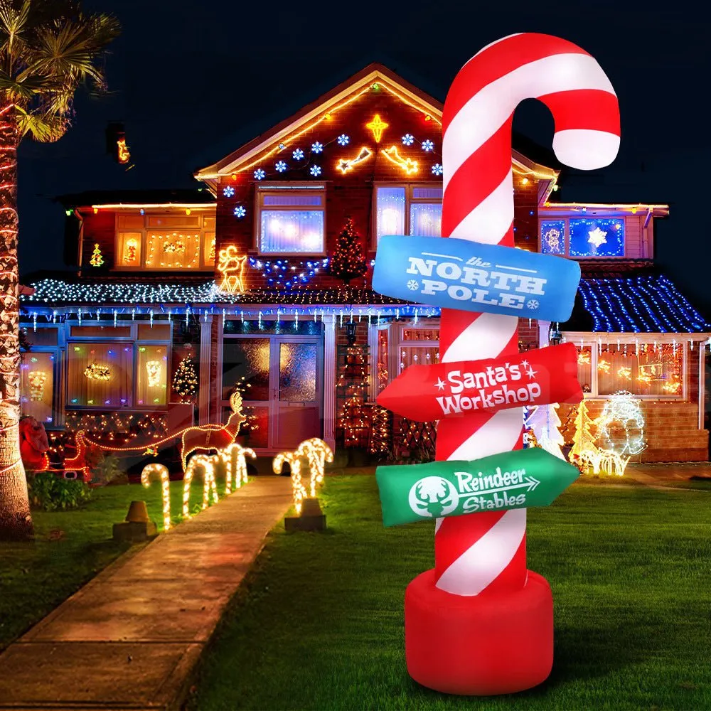 2.4M Christmas Inflatable Santa Guide Candy Pole Xmas Decor LED