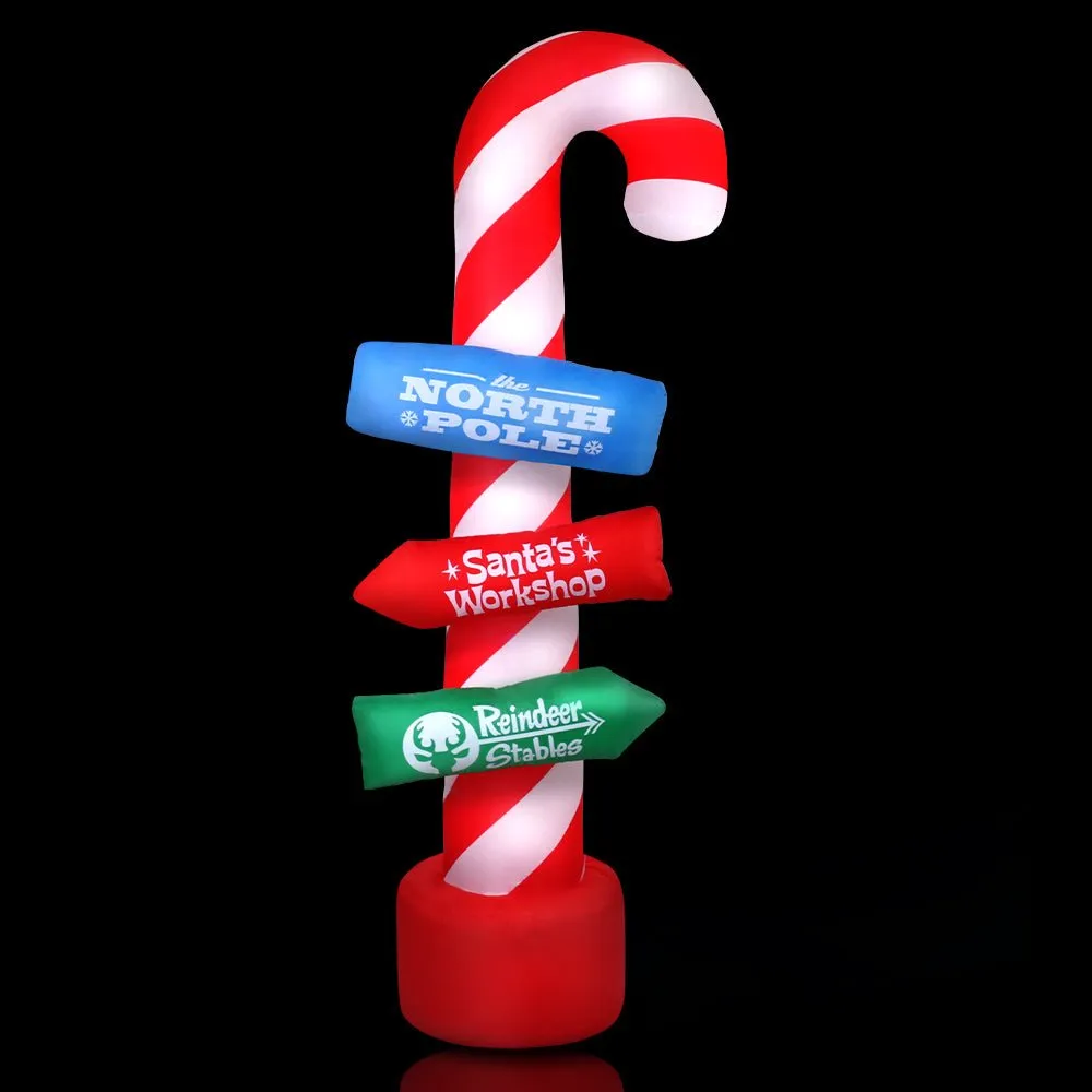 2.4M Christmas Inflatable Santa Guide Candy Pole Xmas Decor LED