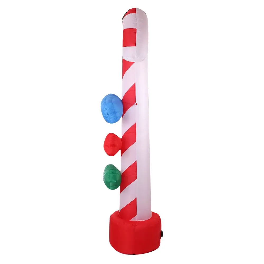 2.4M Christmas Inflatable Santa Guide Candy Pole Xmas Decor LED