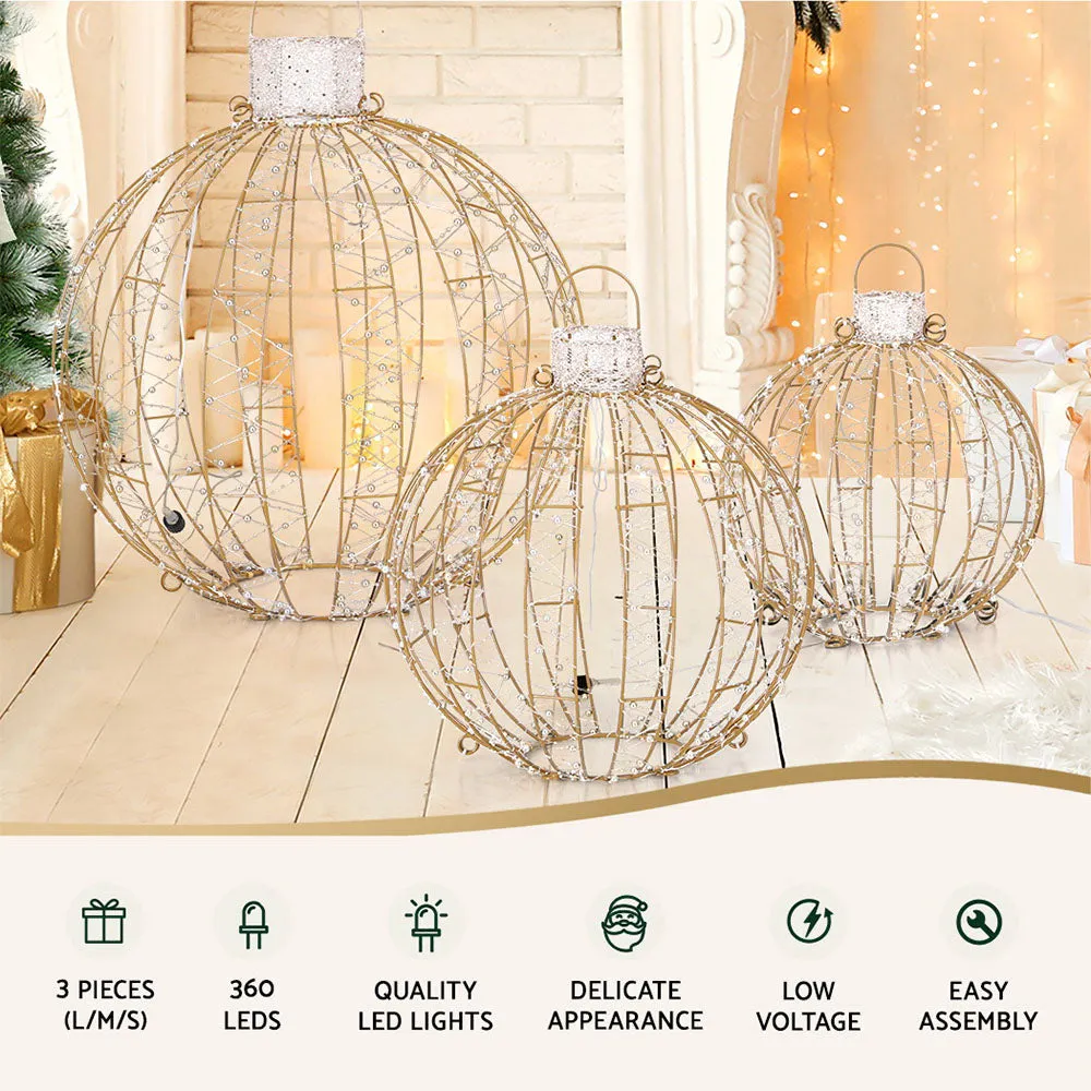 3-Pieces Christmas Lights 360 LED Fairy Light Ball Decorations