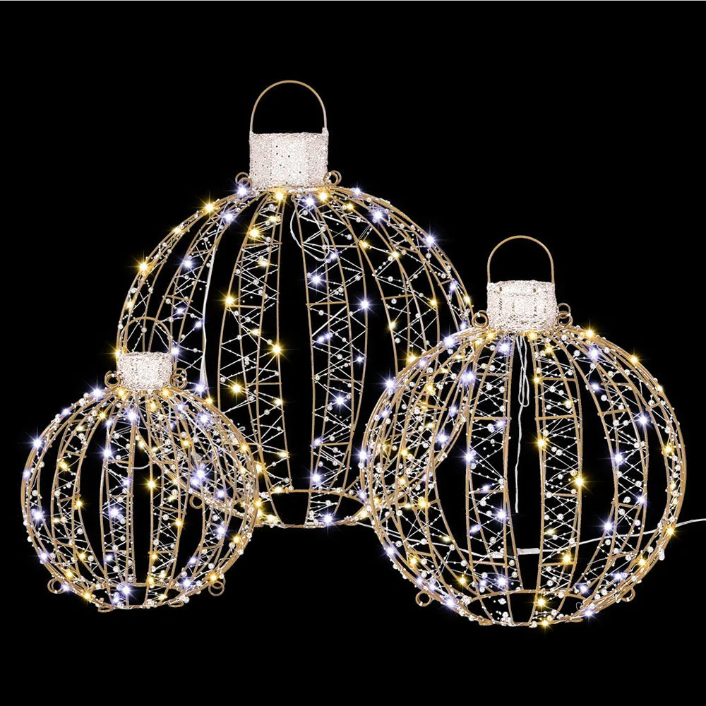 3-Pieces Christmas Lights 360 LED Fairy Light Ball Decorations