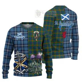 Aiton Tartan Knitted Sweater Happy St. Andrew's Day Half Tartan Style