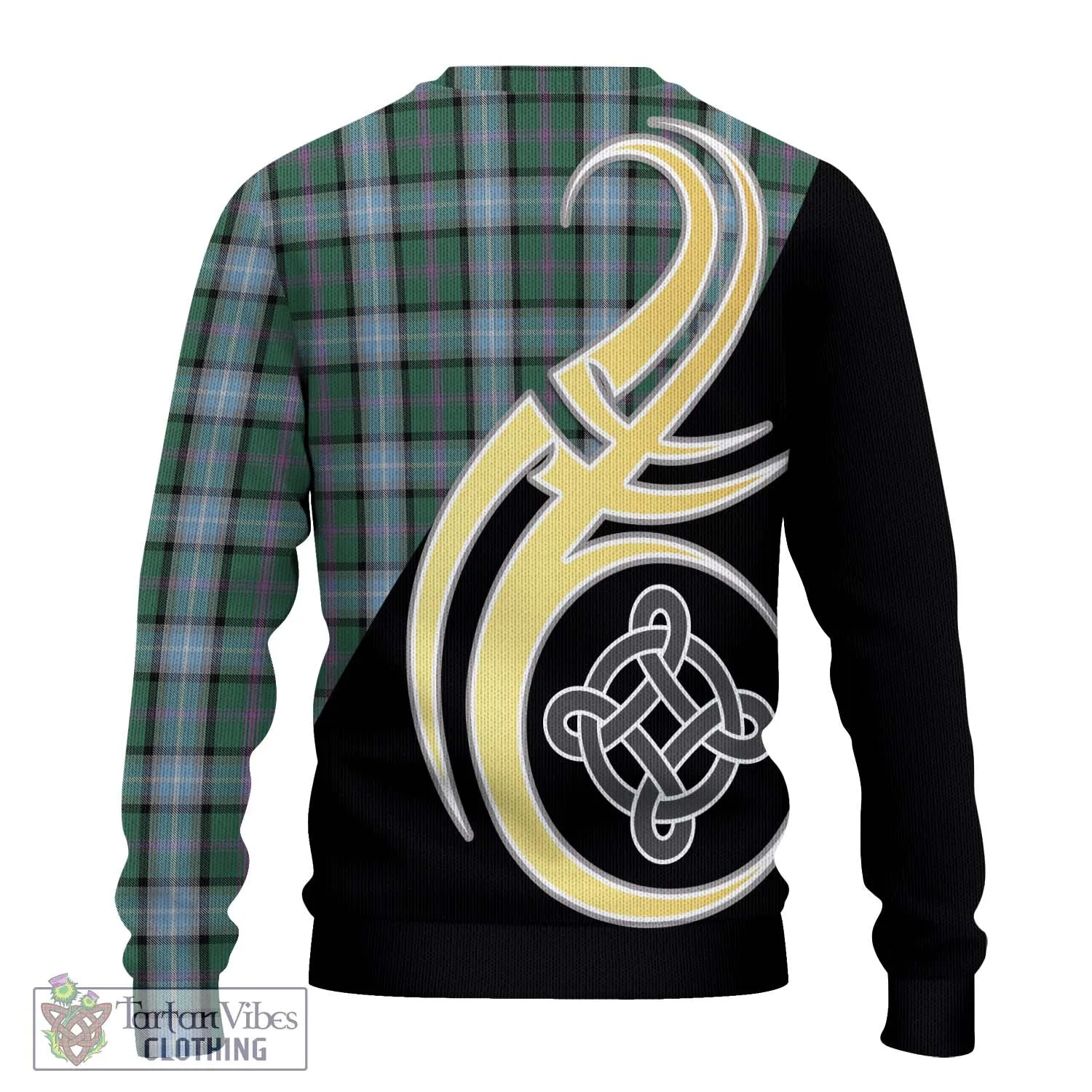 Alexander of Menstry Hunting Tartan Ugly Sweater with Family Crest and Celtic Symbol Style