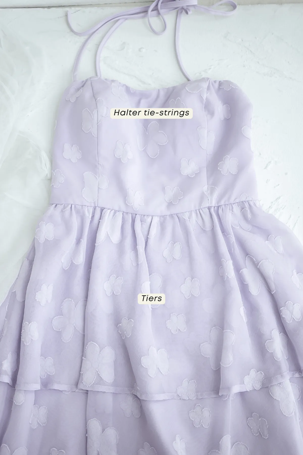 AMARIS PADDED HALTER DRESS IN LILAC