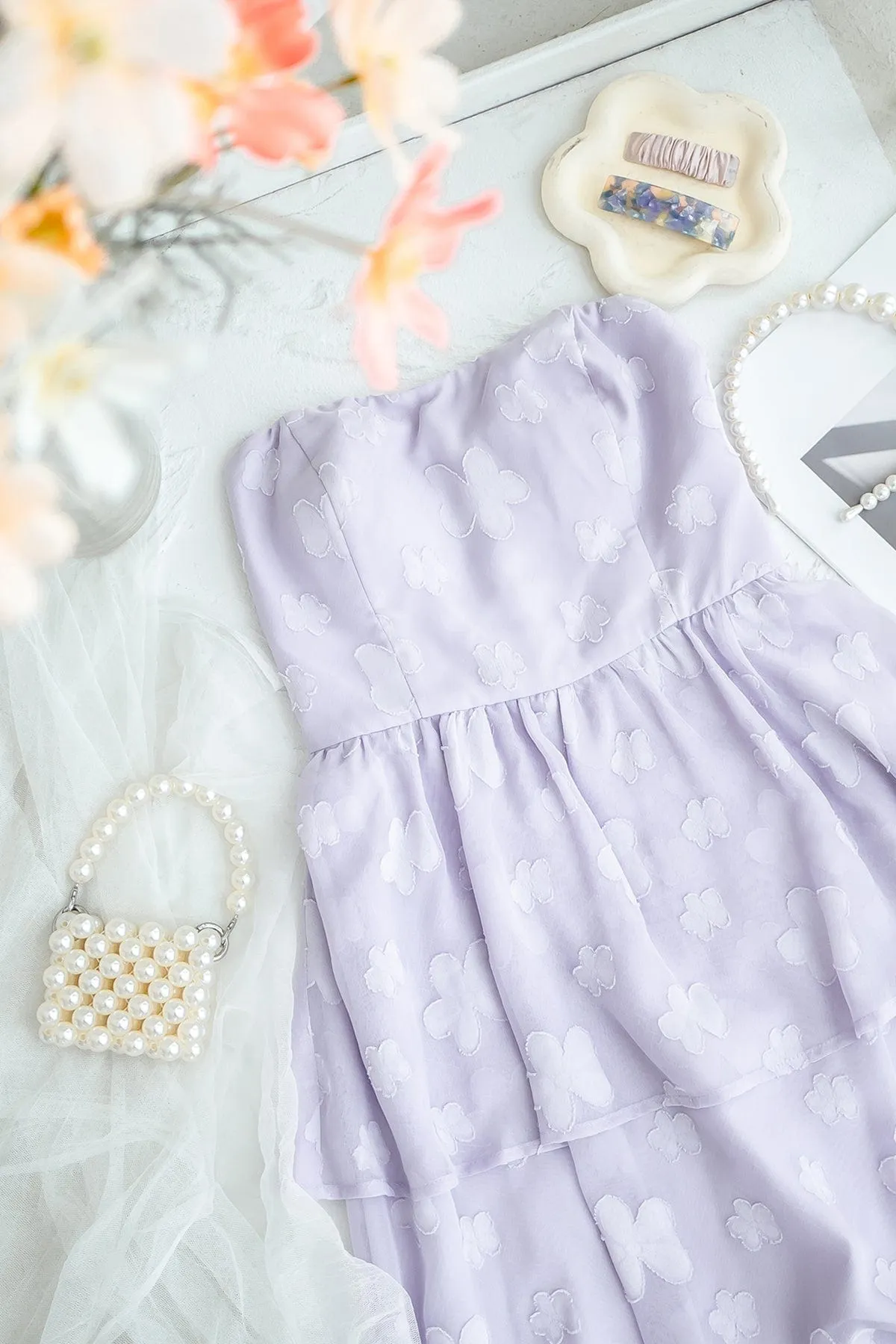 AMARIS PADDED HALTER DRESS IN LILAC