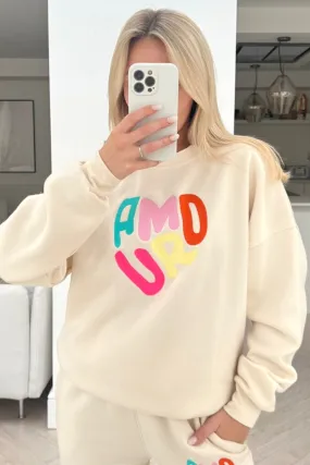 Amour ecru embroidered sweater