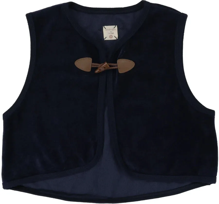 Analogie Navy Velour Toggle Vest