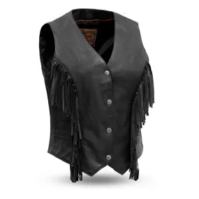 Apache Women's Leather Motorcycle Vest