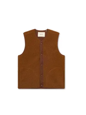 Aura Sherpa Fleece Vest- Brown