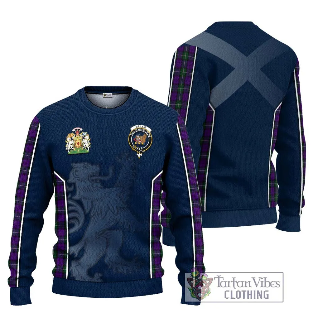 Baillie Highland Society Tartan Ugly Sweater with Family Crest and Lion Rampant Vibes Sport Style