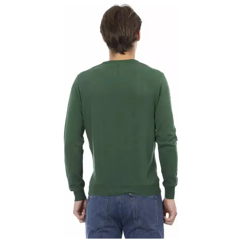 Baldinini Trend Green Cotton Men Sweater