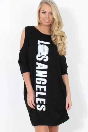 Black Cold Shoulder Oversized Dress - Sherri