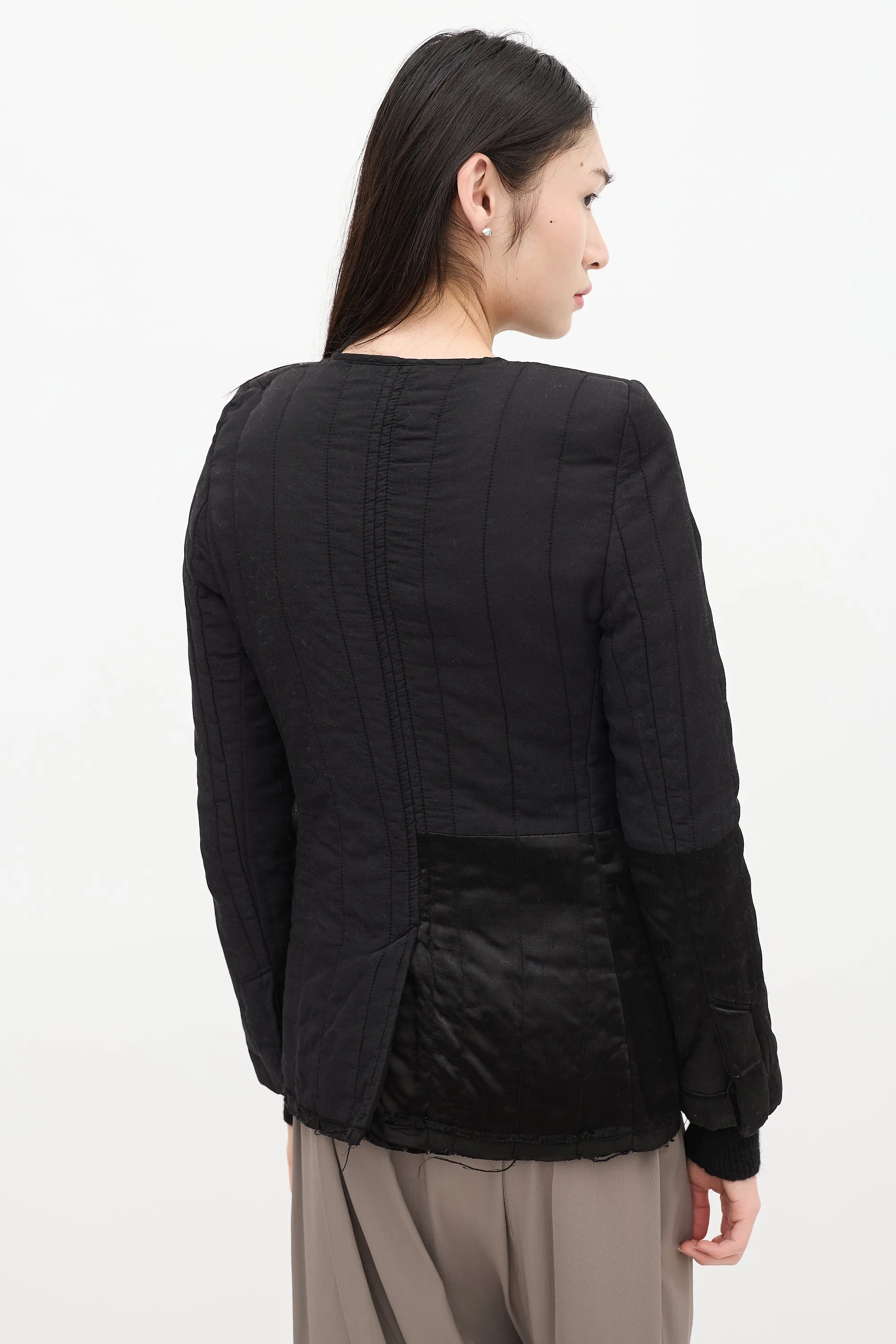 Black Satin Quilted Jacket