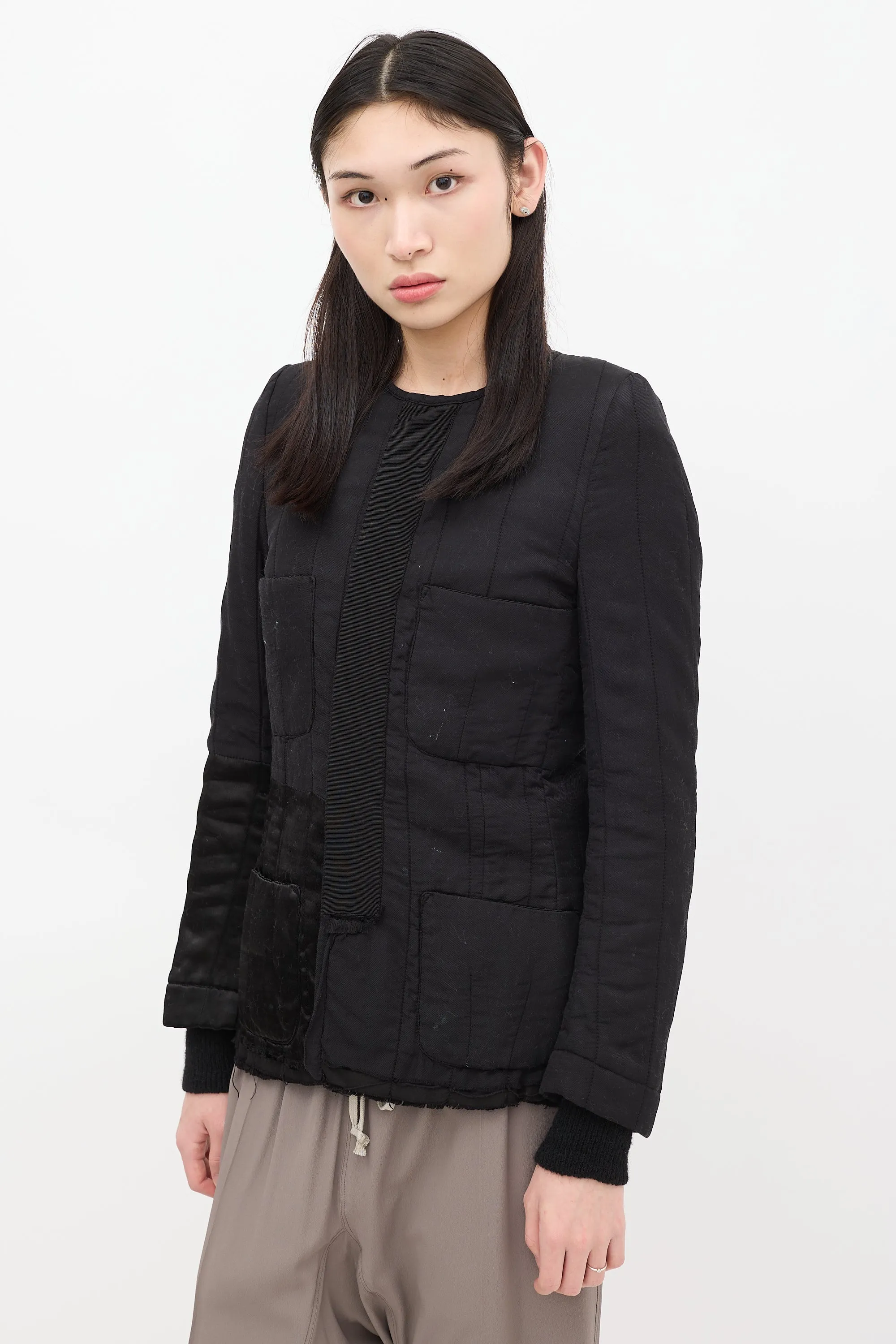 Black Satin Quilted Jacket