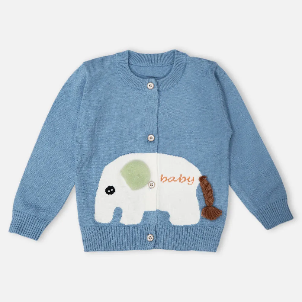 Blue & Green Elephant Theme Full Sleeves Sweater