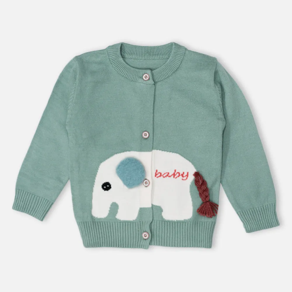 Blue & Green Elephant Theme Full Sleeves Sweater