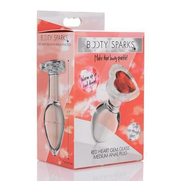 Booty Sparks Red Heart Gem Glass Anal Plug