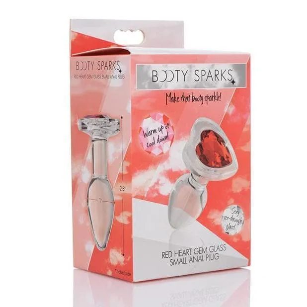 Booty Sparks Red Heart Gem Glass Anal Plug