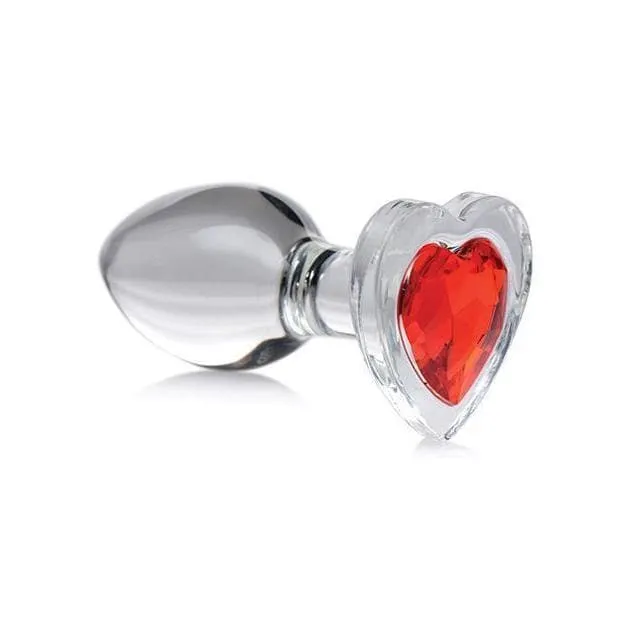 Booty Sparks Red Heart Gem Glass Anal Plug