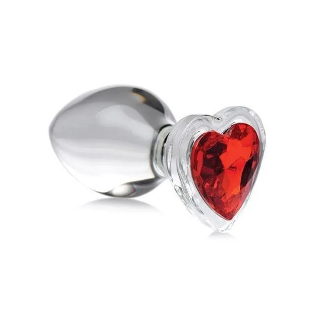 Booty Sparks Red Heart Gem Glass Anal Plug