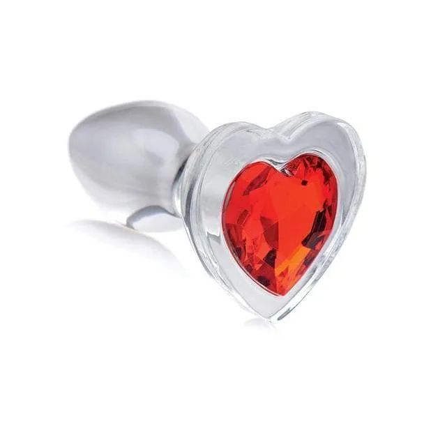 Booty Sparks Red Heart Gem Glass Anal Plug