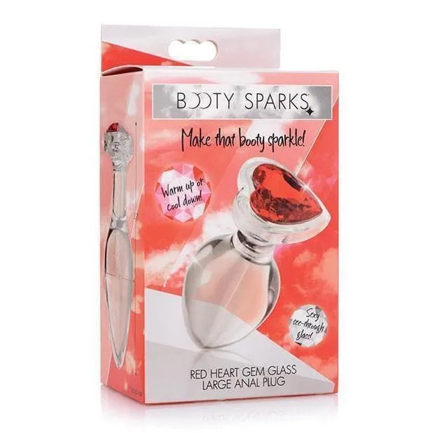 Booty Sparks Red Heart Gem Glass Anal Plug