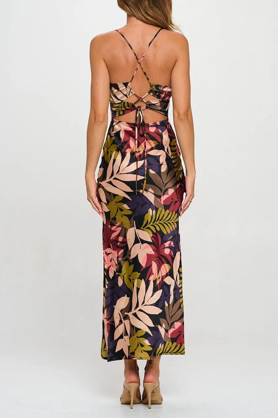 Botanical Cowl Maxi Dress