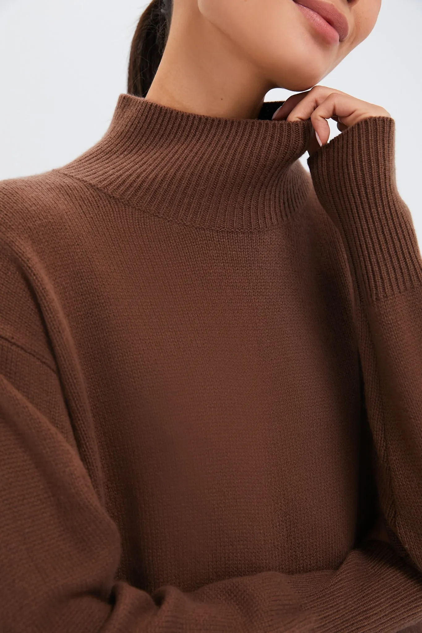 Brown Roll Neck Jumper