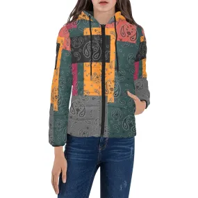 Calico Bandana Print Women's Padded Hooded Jacket