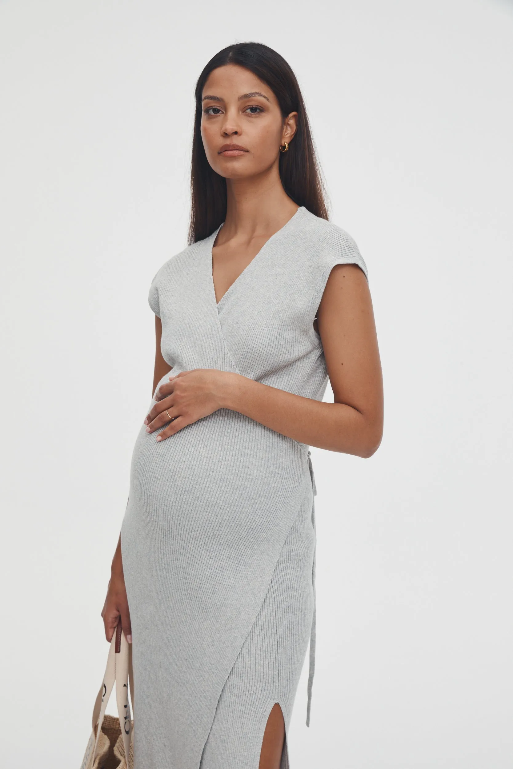 Cap Shoulder Knit Wrap Dress - FINAL SALE