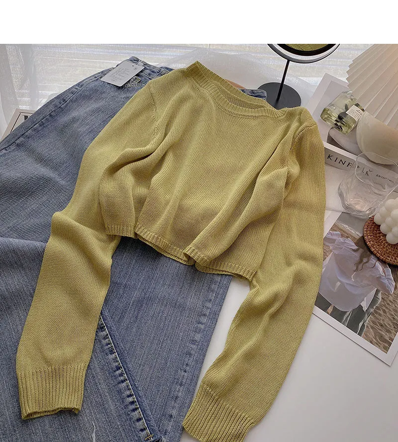 Casual solid short Pullover long sleeve T-shirt  6504