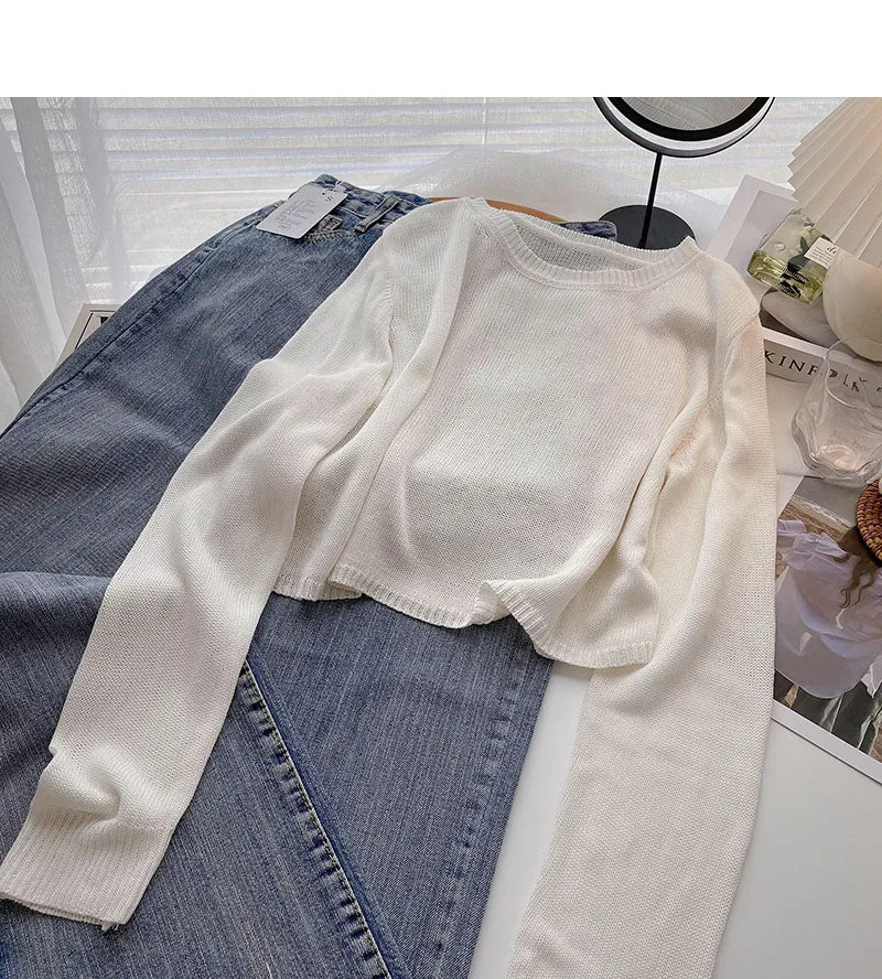 Casual solid short Pullover long sleeve T-shirt  6504