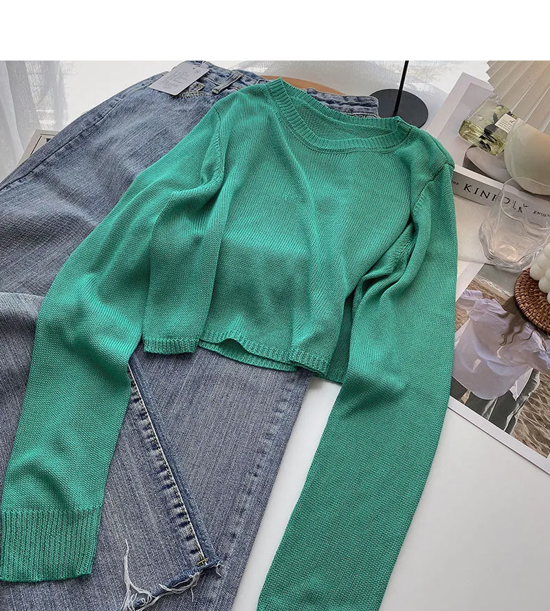 Casual solid short Pullover long sleeve T-shirt  6504