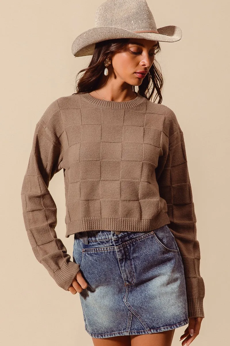 Checker Pattern Knitted Sweater