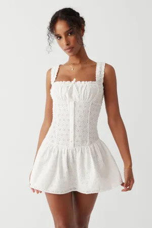 Christa Eyelet Mini Dress - Angel's Wing