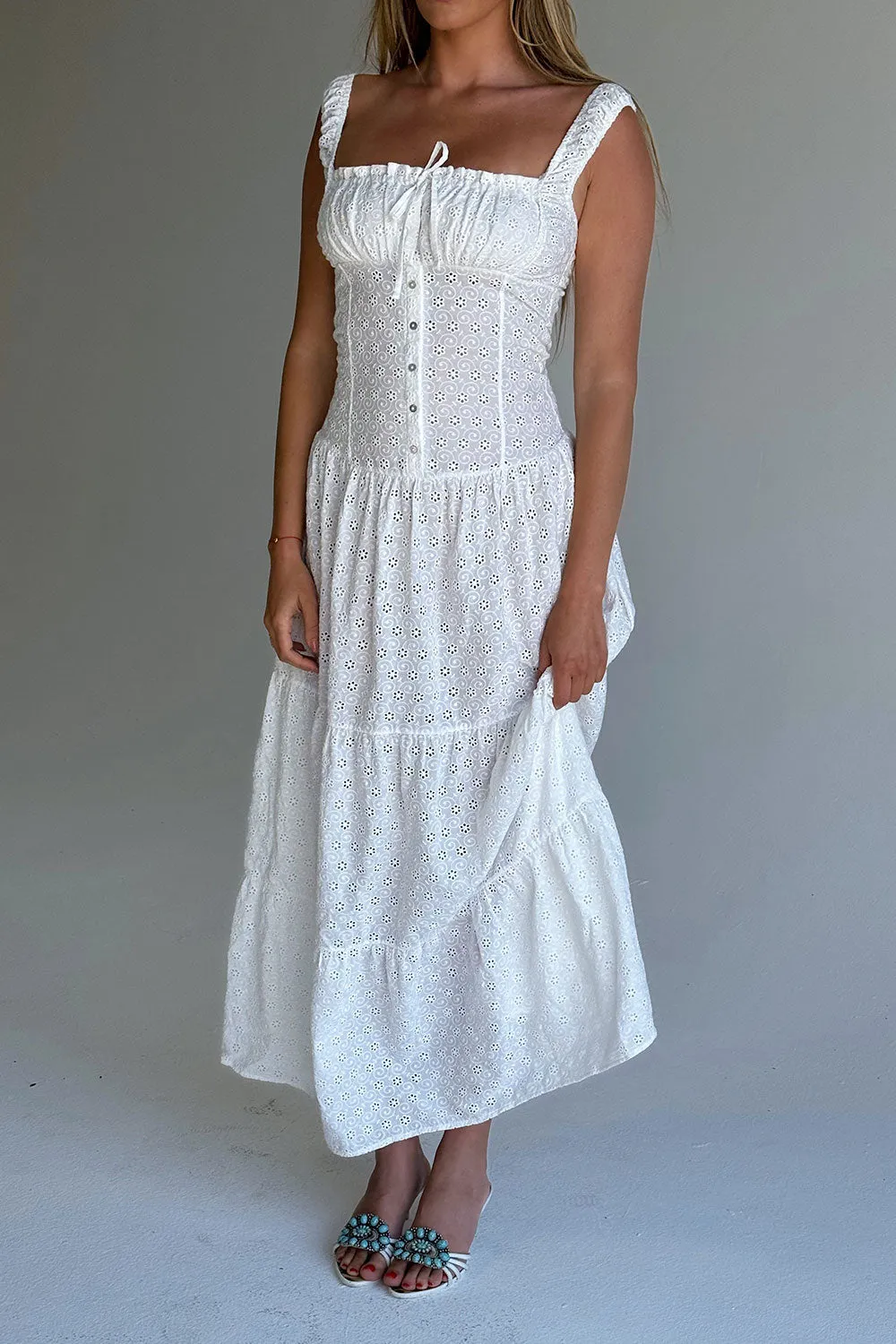 Christabelle Eyelet Maxi Dress - Angel's Wing