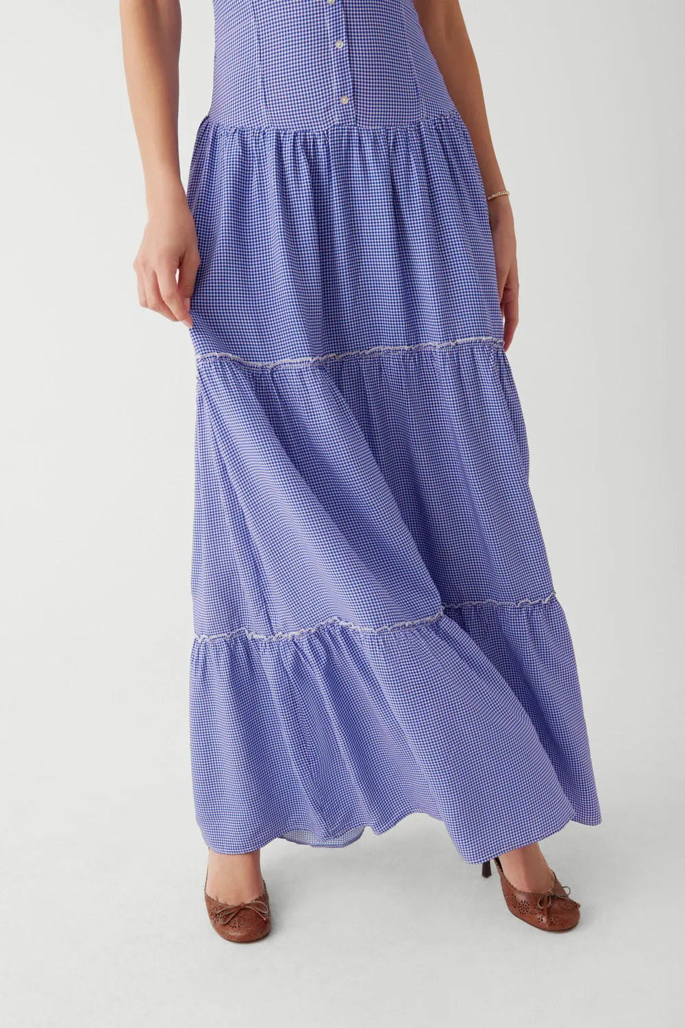 Christabelle Ruffle Maxi Dress - Sailor Gingham