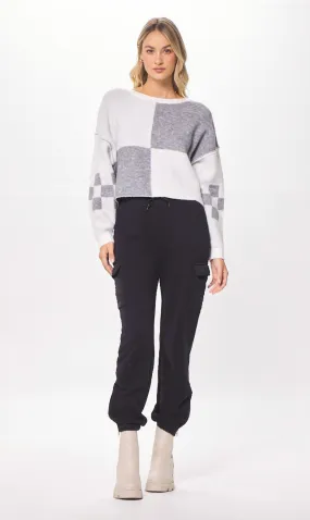 Colorblock Checkered Sweater