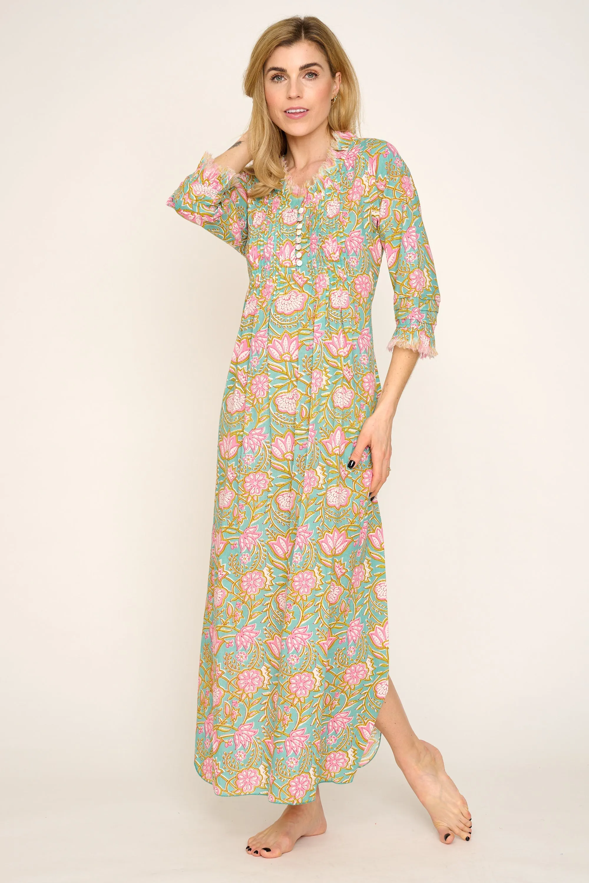 Cotton Annabel Maxi Dress in Mediterranean Floral