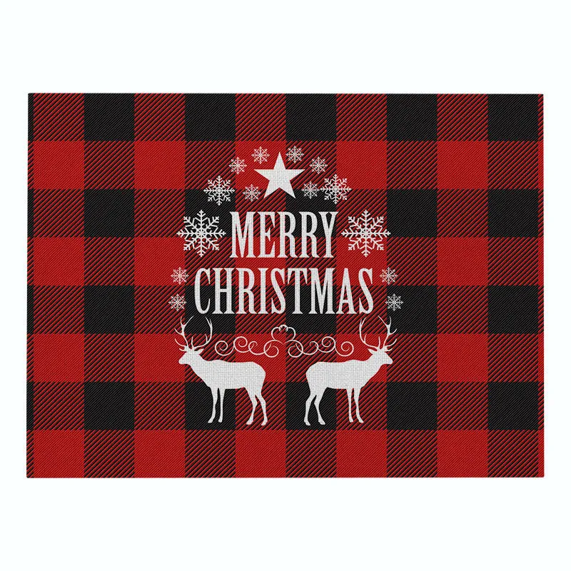 Cotton Plaid Christmas Placemats For Dining Table