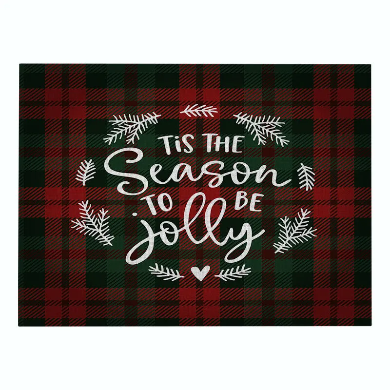 Cotton Plaid Christmas Placemats For Dining Table