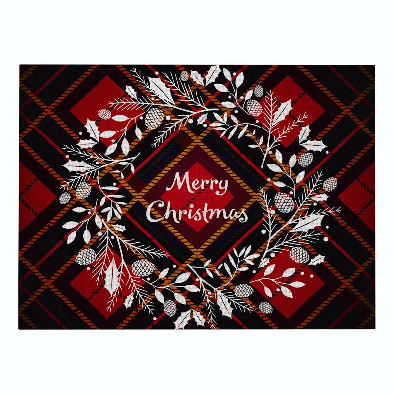 Cotton Plaid Christmas Placemats For Dining Table