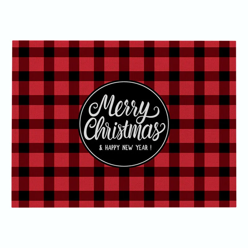 Cotton Plaid Christmas Placemats For Dining Table